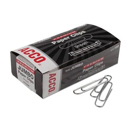 Gbc ACCO, PAPER CLIPS, JUMBO, SILVER, 1000PK 72500